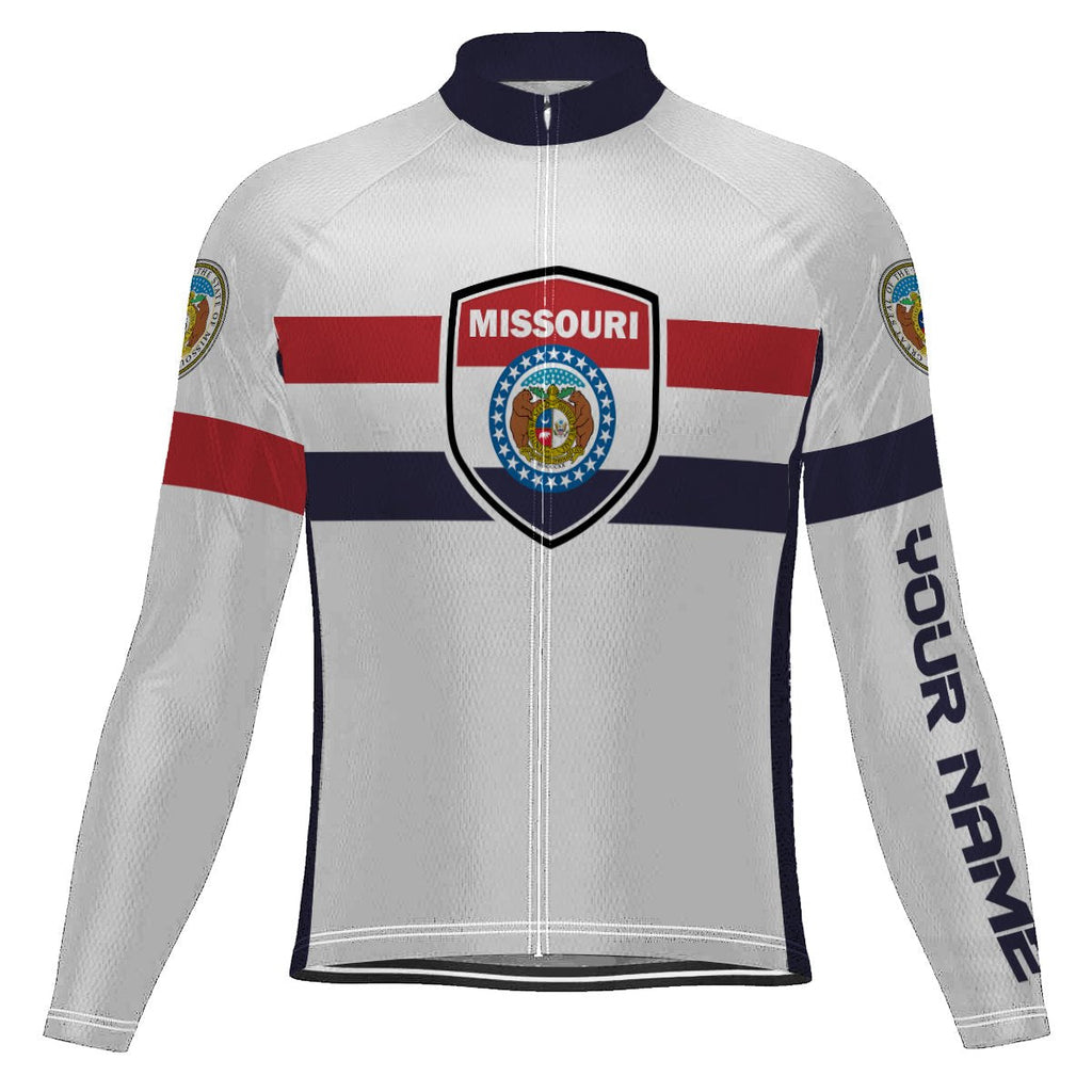 Customized Missouri Winter Thermal Fleece Long Sleeve Cycling Jersey for Men