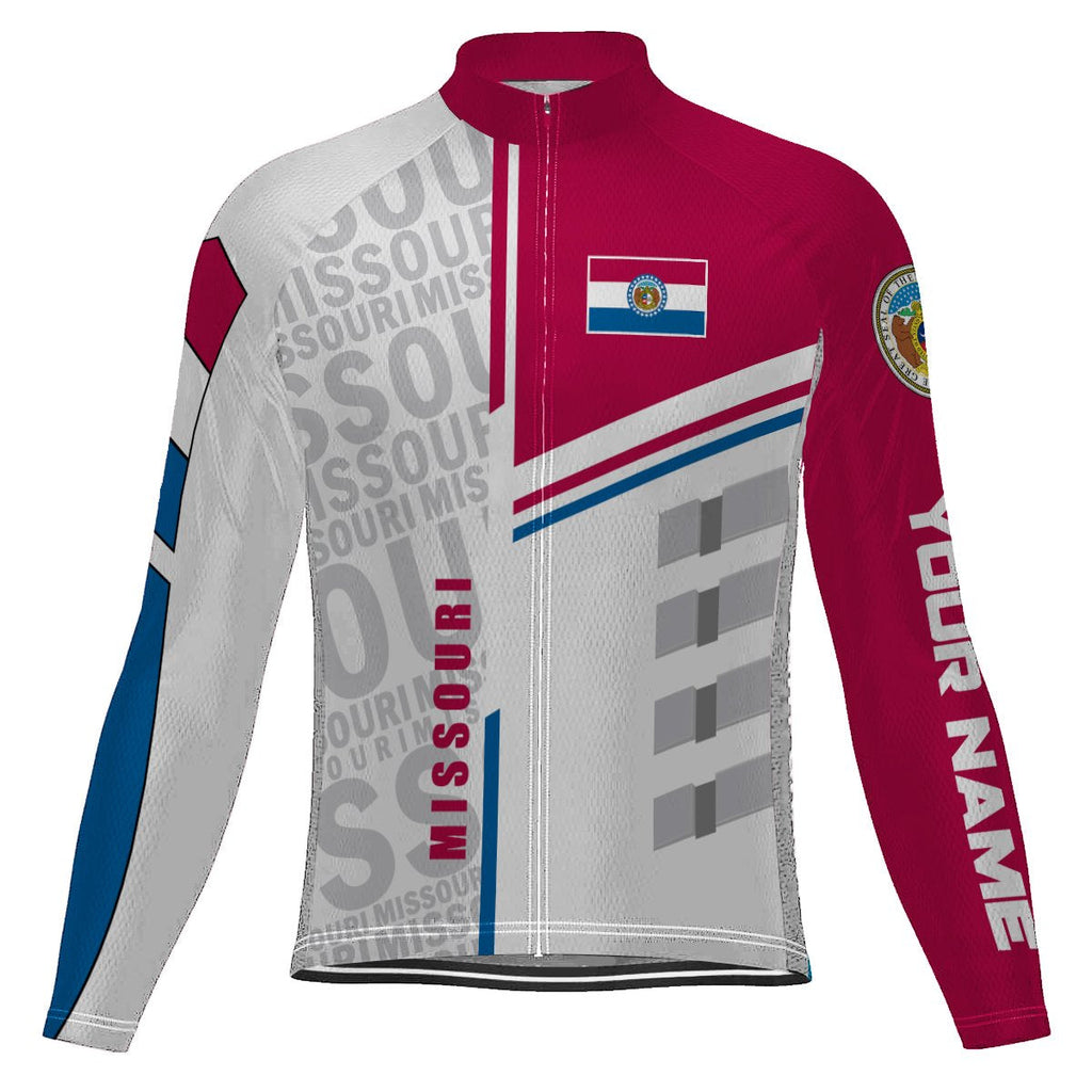 Customized Missouri Winter Thermal Fleece Long Sleeve Cycling Jersey for Men