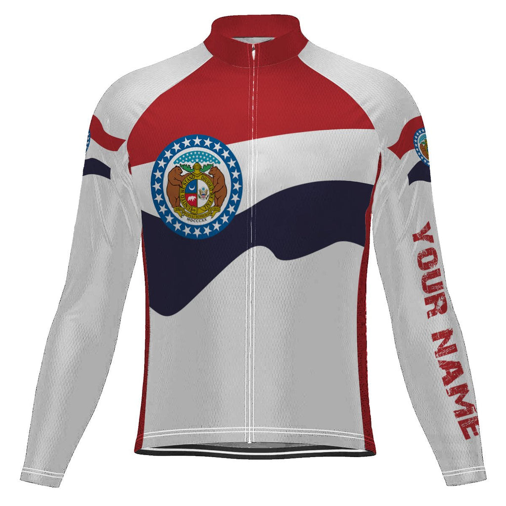 Customized Missouri Winter Thermal Fleece Long Sleeve Cycling Jersey for Men