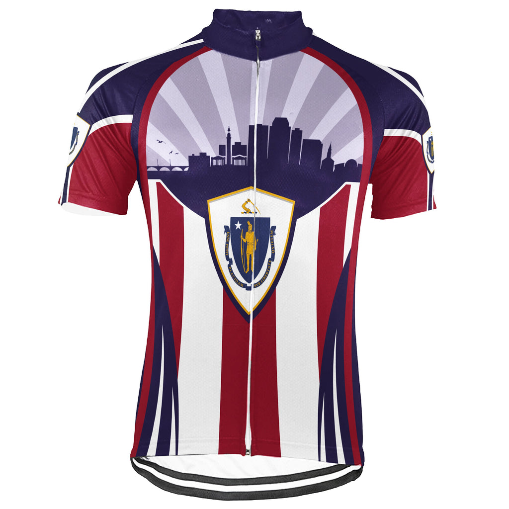 Customized Massachusetts Short Sleeve Cycling Jersey for Men