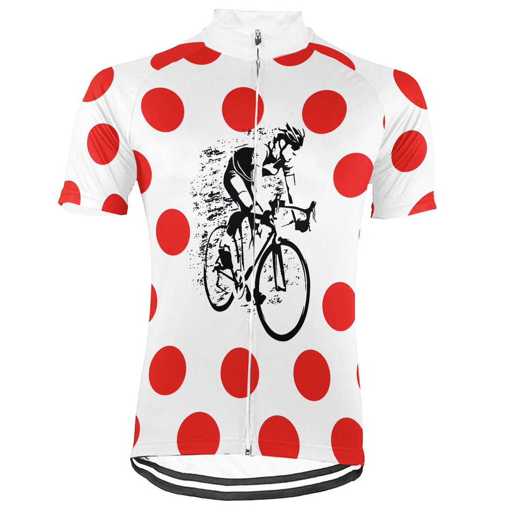 Customized Polka Dot Winter Thermal Fleece Short Sleeve Cycling Jersey for Men