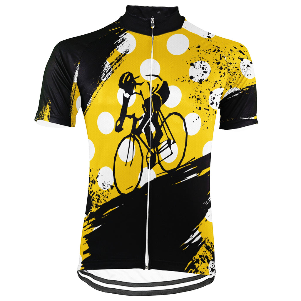 Customized Polka Dot Winter Thermal Fleece Short Sleeve Cycling Jersey for Men