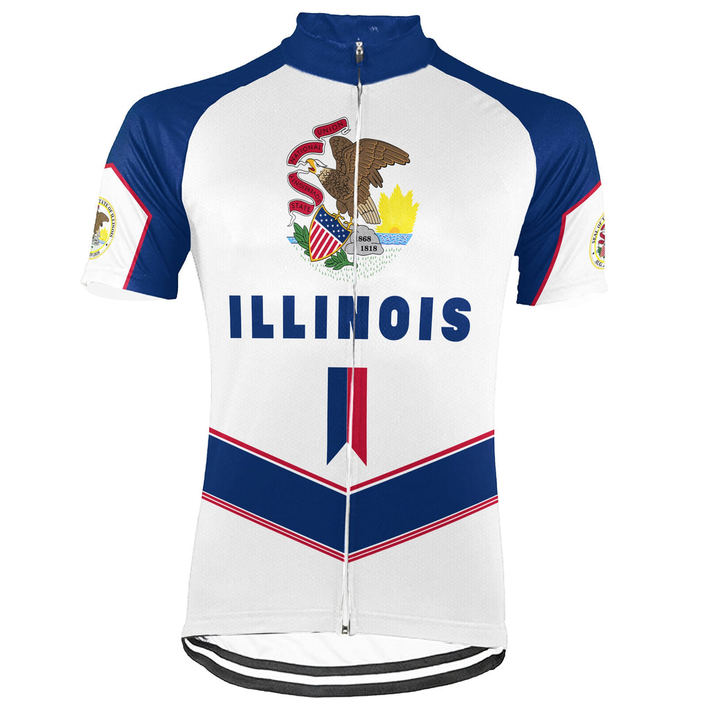 Customized Illinois Winter Thermal Fleece Short Sleeve Cycling Jersey for Men