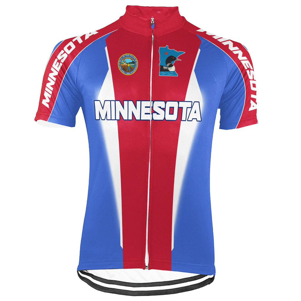 Customized Minnesota Winter Thermal Fleece Short Sleeve Cycling Jersey for Men