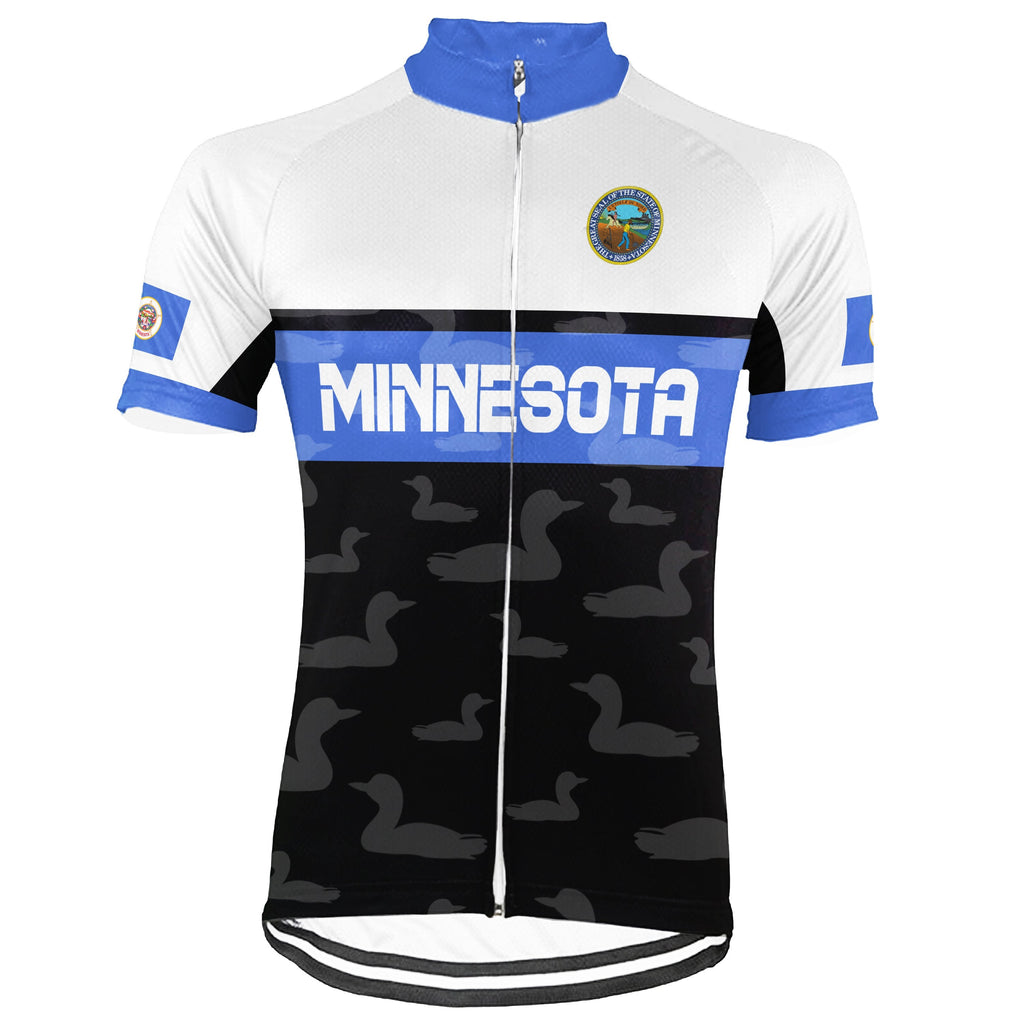 Customized Minnesota Winter Thermal Fleece Short Sleeve Cycling Jersey for Men