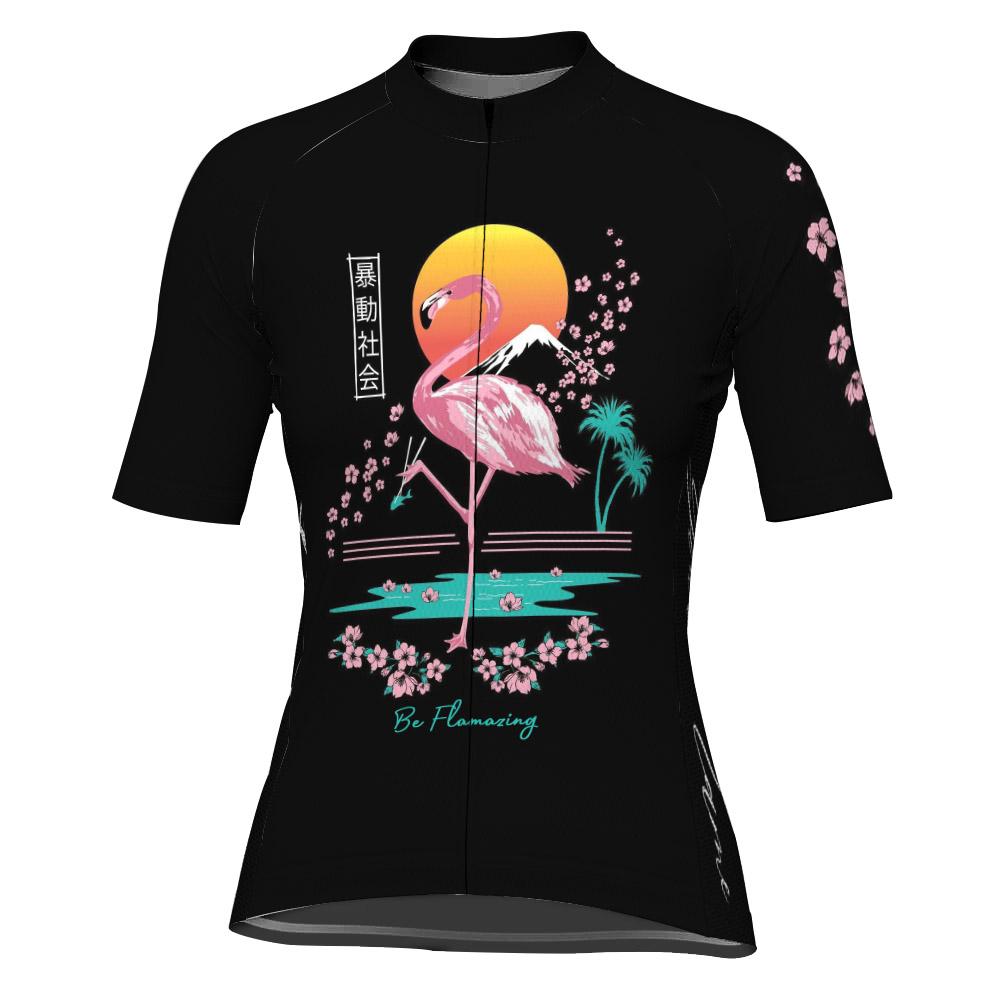 Customized Flamingo Short Sleeve Cycling Jersey for Women