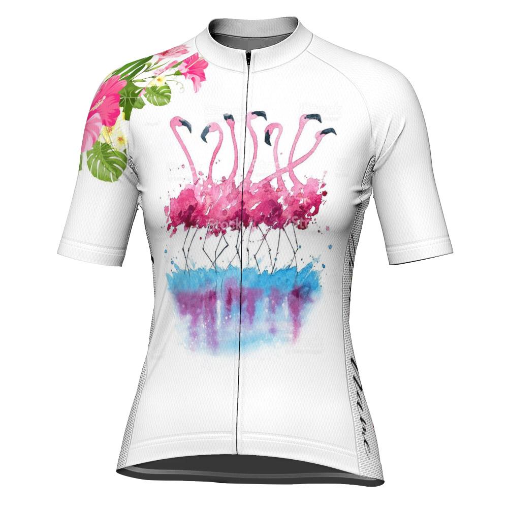 Customized Flamingo Short Sleeve Cycling Jersey for Women