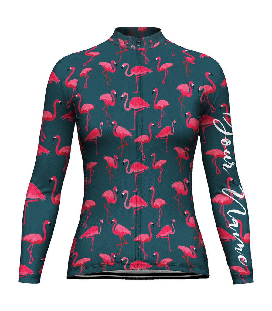 Customized Flamingo Long Sleeve Cycling Jersey for Women