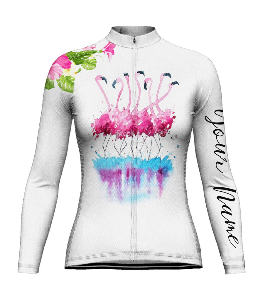 Customized Flamingo Long Sleeve Cycling Jersey for Women
