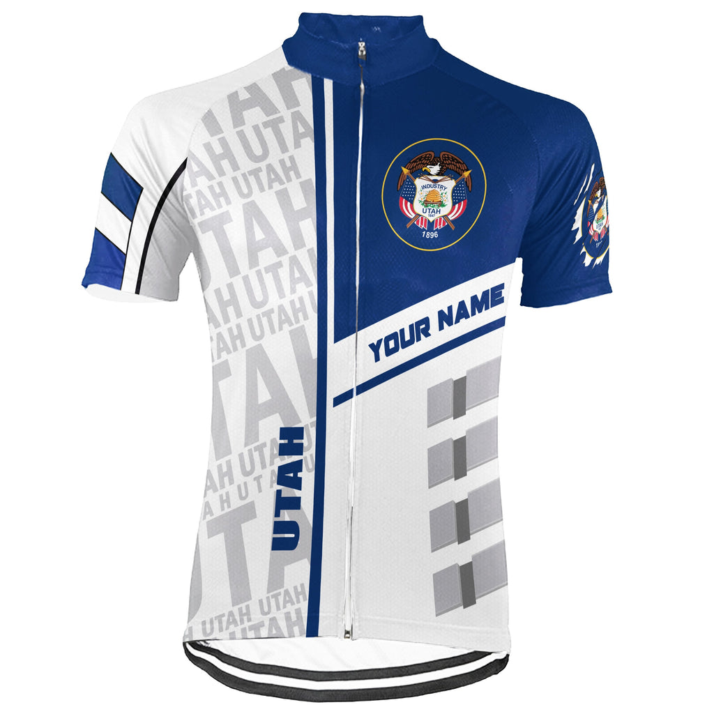 Customized Utah Winter Thermal Fleece Short Sleeve Cycling Jersey for Men