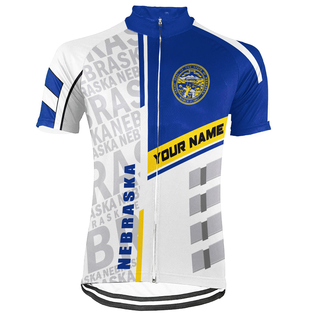 Customized Nebraska Winter Thermal Fleece Short Sleeve Cycling Jersey for Men