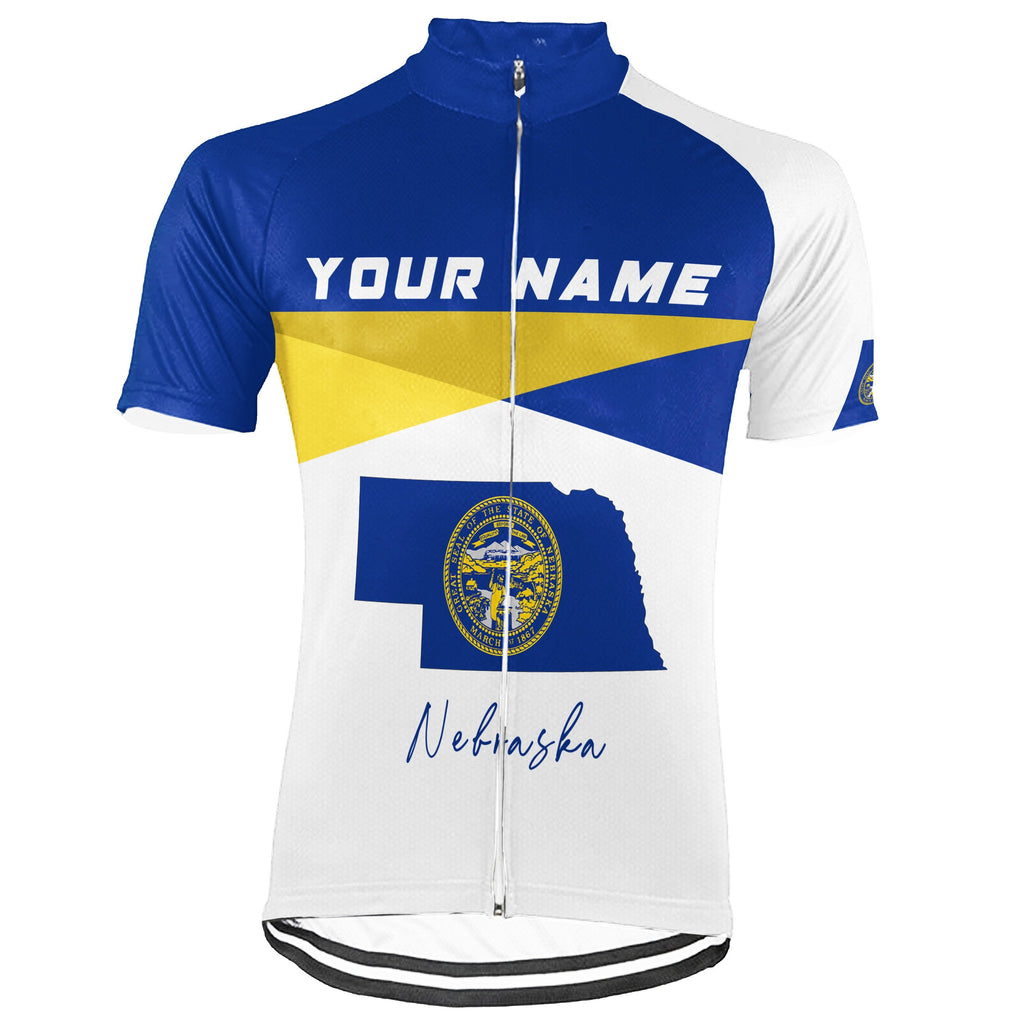 Customized Nebraska Winter Thermal Fleece Short Sleeve Cycling Jersey for Men