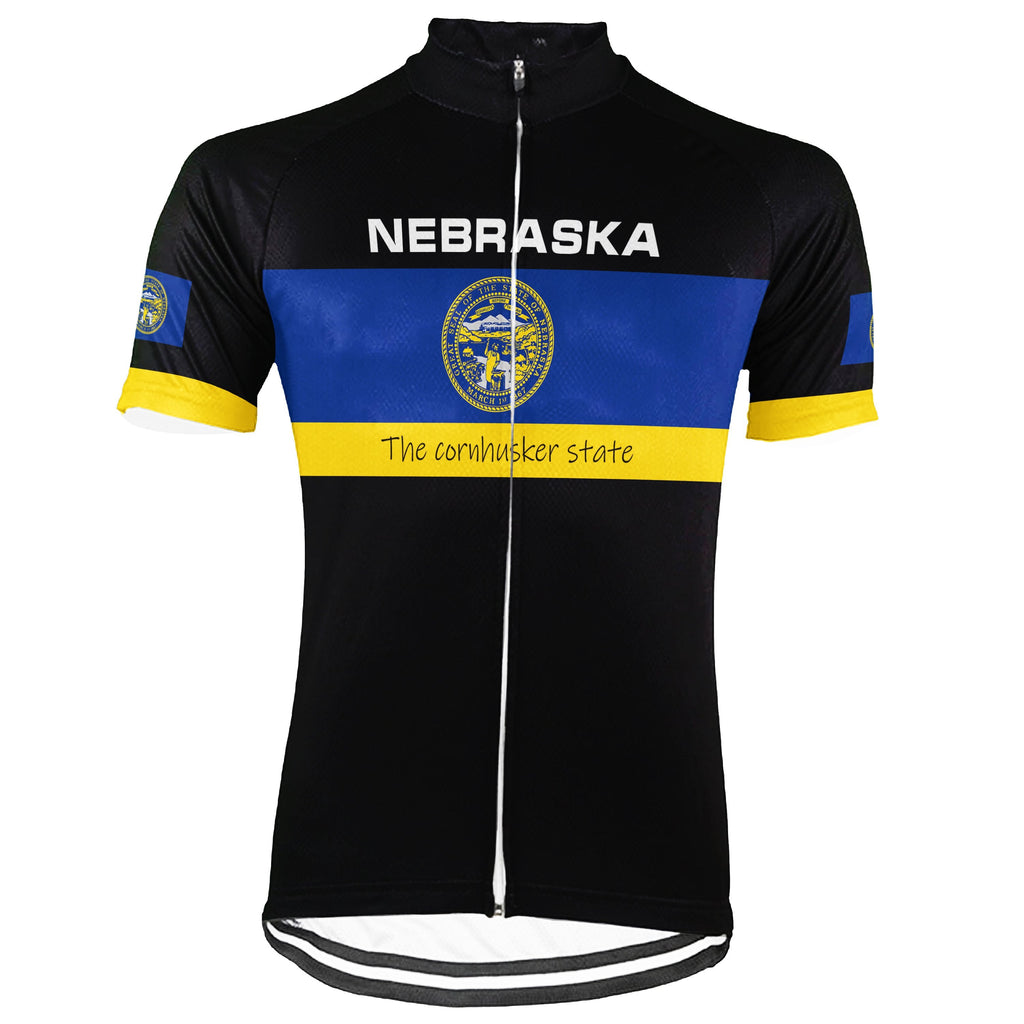 Customized Nebraska Winter Thermal Fleece Short Sleeve Cycling Jersey for Men