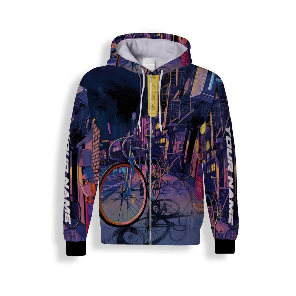 Customized Cycling Full Printing Zip Up Hoodie, Long Sleeve, Hoodie- Great Gift Ideas For Men