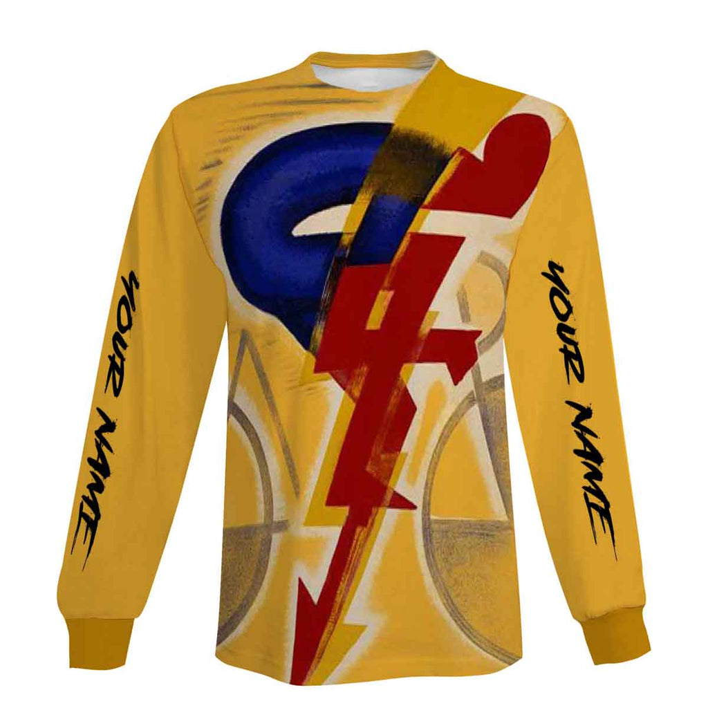 Personalized Yellow Cycling Long Sleeve, Zip Up Hoodie, Hoodie For Men