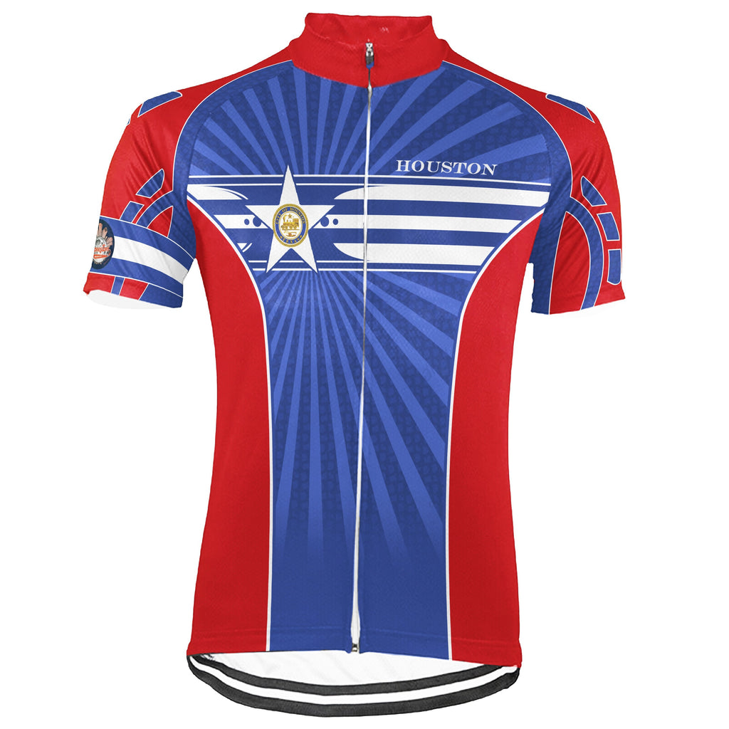 Customized Houston Winter Thermal Fleece Short Sleeve Cycling Jersey for Men