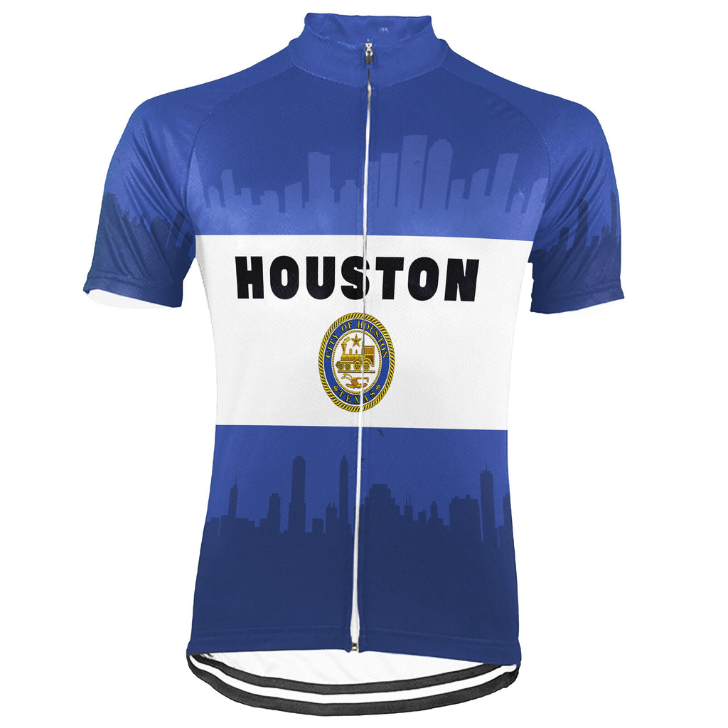 Customized Houston Winter Thermal Fleece Short Sleeve Cycling Jersey for Men