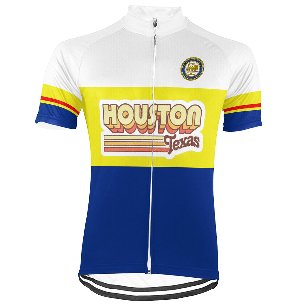 Customized Houston Winter Thermal Fleece Short Sleeve Cycling Jersey for Men