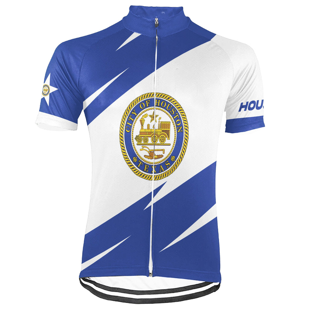 Customized Houston Winter Thermal Fleece Short Sleeve Cycling Jersey for Men