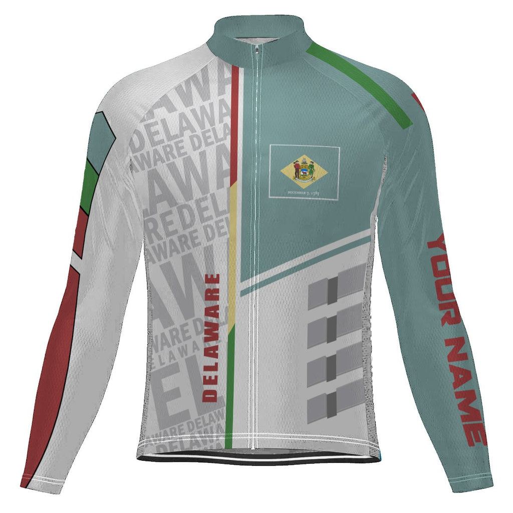 Customized Delaware Winter Thermal Fleece Long Sleeve Cycling Jersey for Men