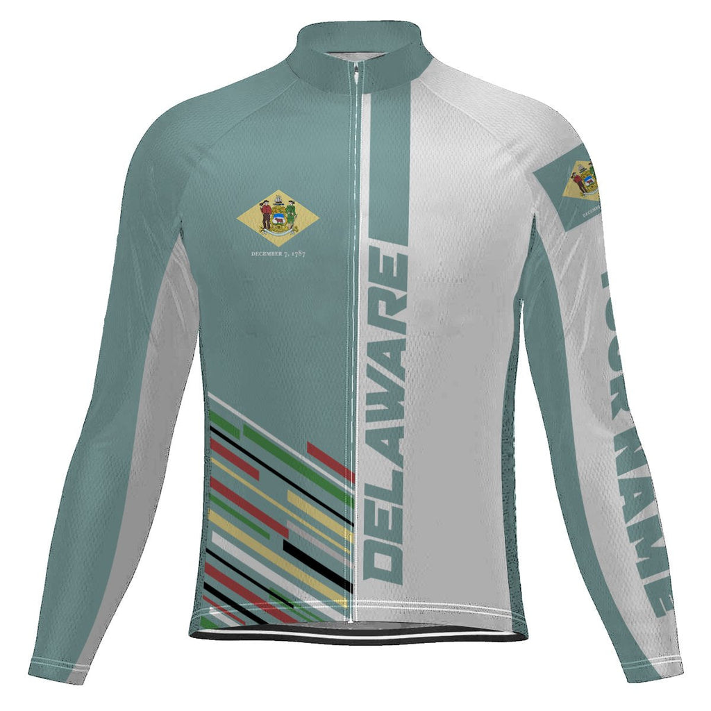 Customized Delaware Winter Thermal Fleece Long Sleeve Cycling Jersey for Men