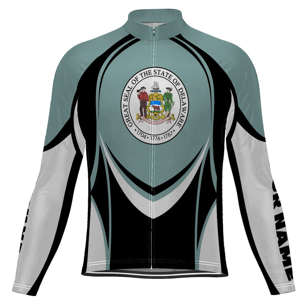 Customized Delaware Winter Thermal Fleece Long Sleeve Cycling Jersey for Men