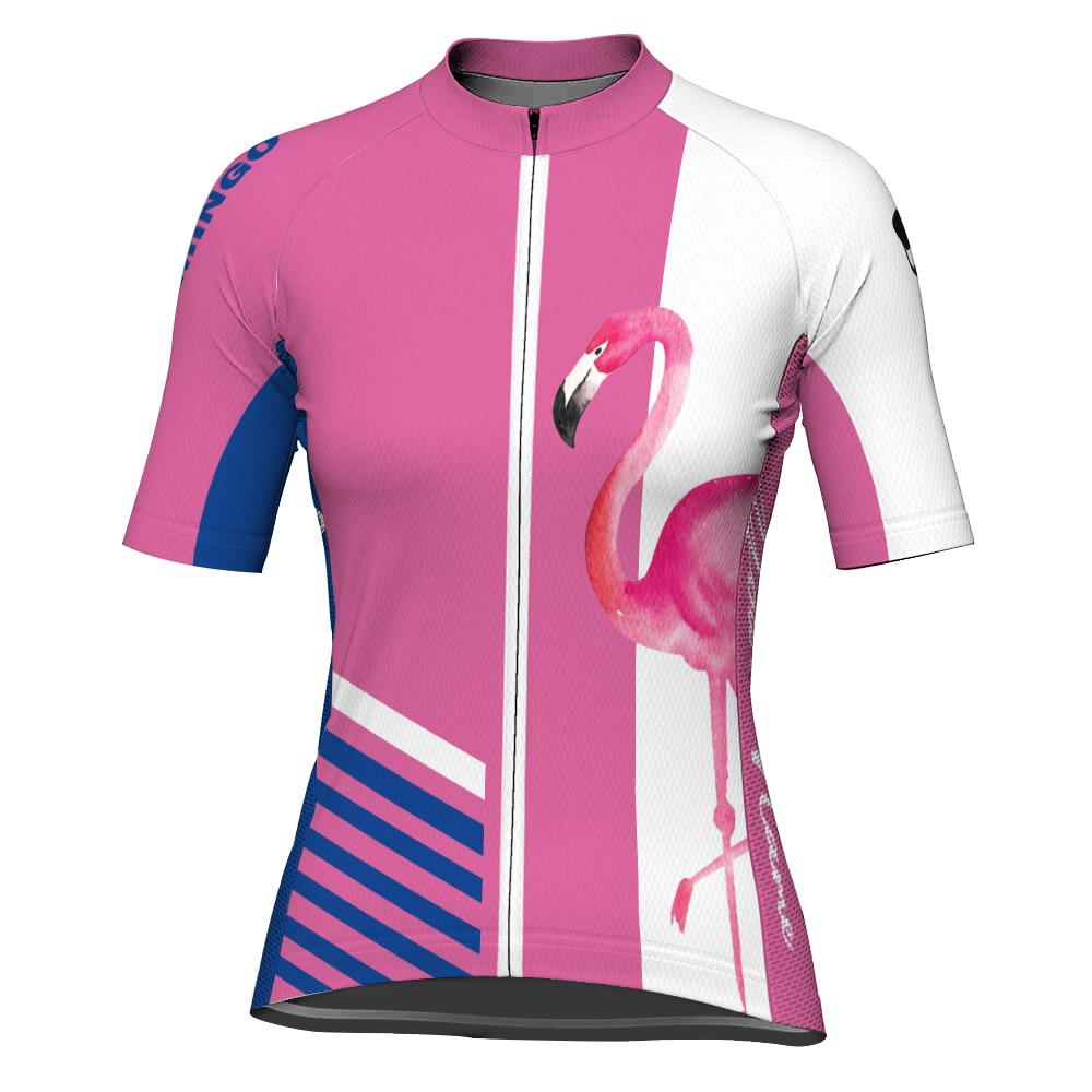 Customized Flamingo Short Sleeve Cycling Jersey for Women