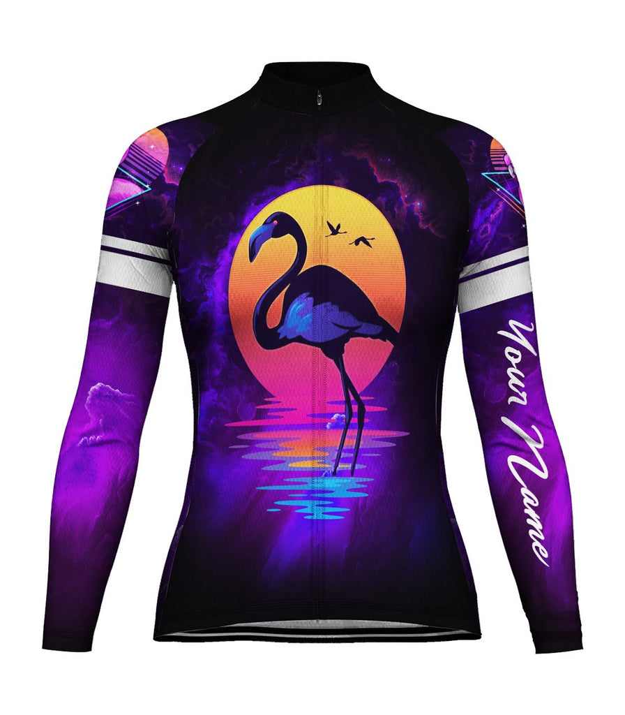 Customized Flamingo Long Sleeve Cycling Jersey for Women