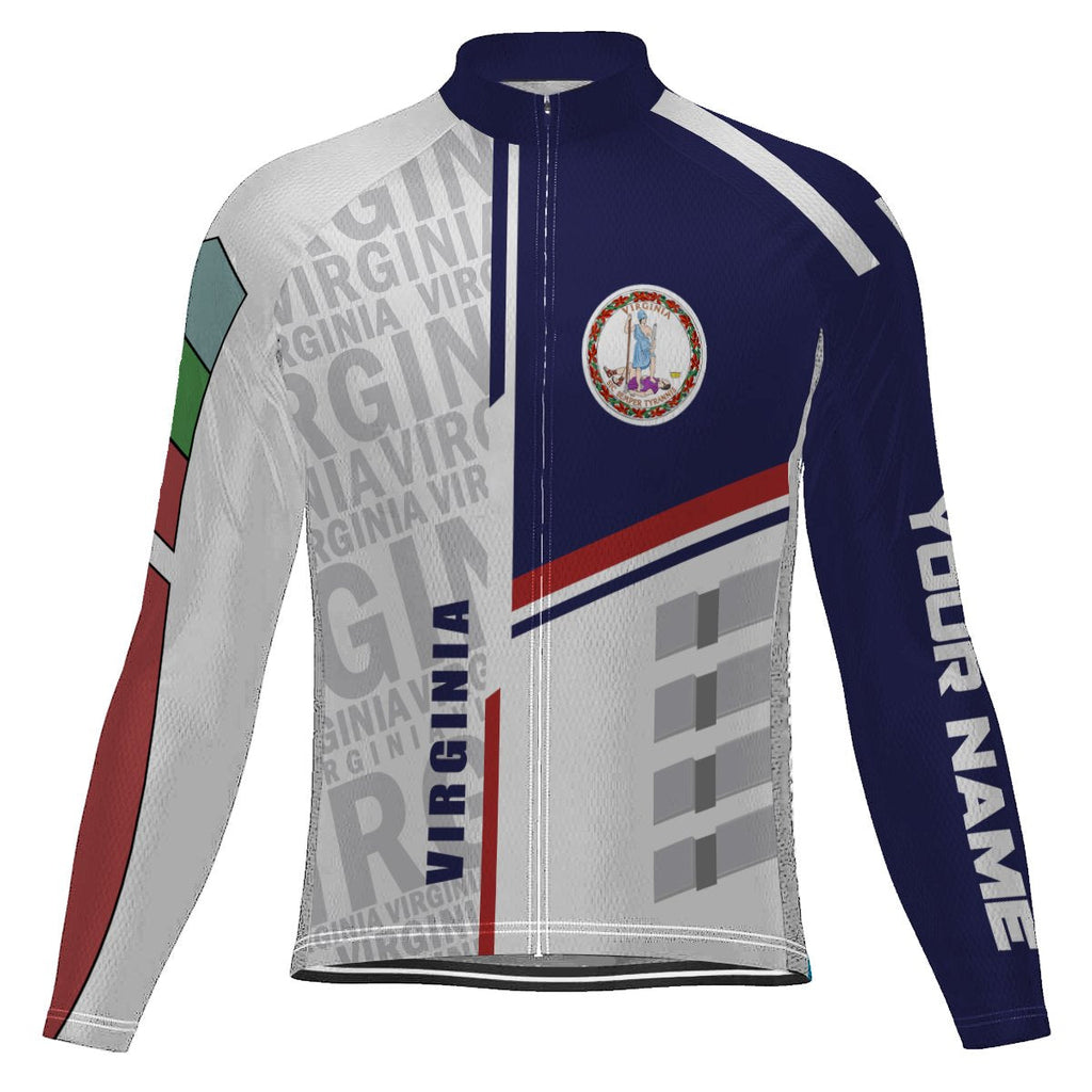 Customized Virginia Winter Thermal Fleece Long Sleeve Cycling Jersey for Men