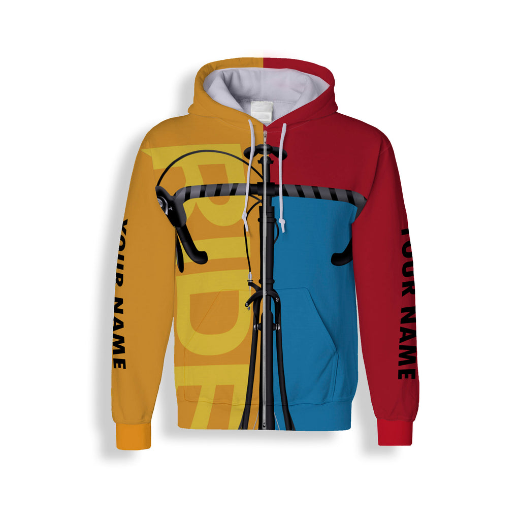 Three-Color Customized Cycling Jersey Long Sleeve, Zip Up Hoodie, Hoodie Great Gift For Men