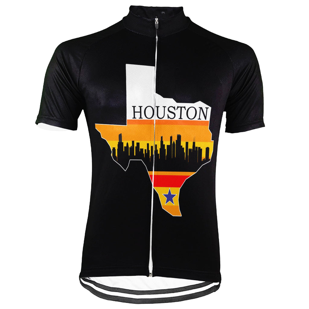 Customized Houston Winter Thermal Fleece Short Sleeve Cycling Jersey for Men