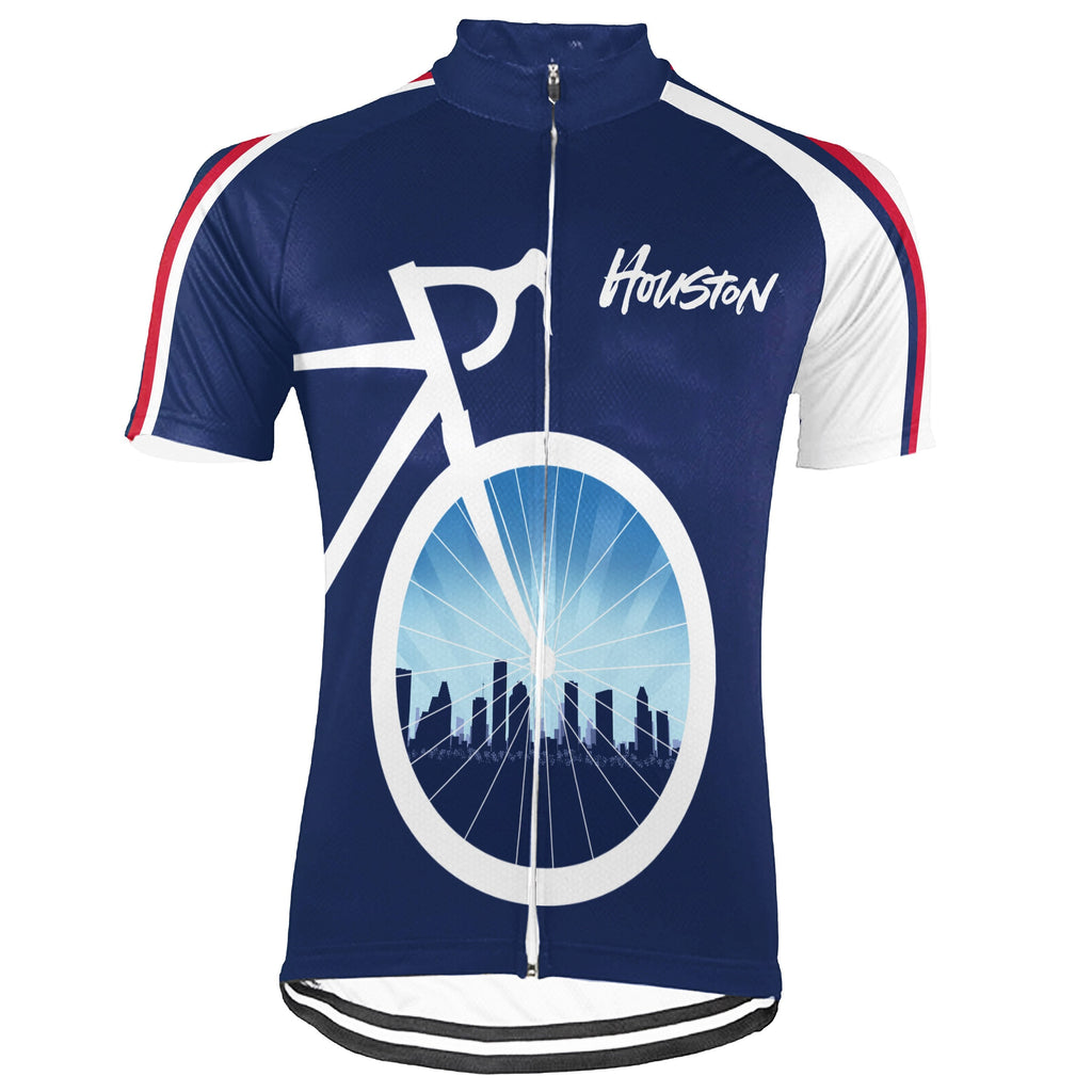 Customized Houston Winter Thermal Fleece Short Sleeve Cycling Jersey for Men