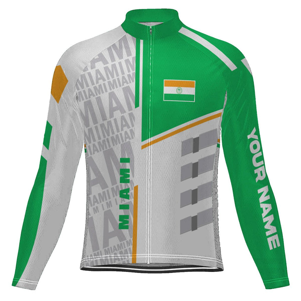 Customized Miami  Winter Thermal Fleece Long Sleeve Cycling Jersey for Men