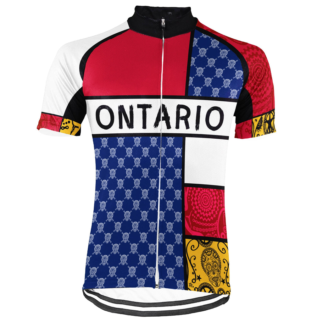 Customized Ontario Winter Thermal Fleece Short Sleeve Cycling Jersey for Men