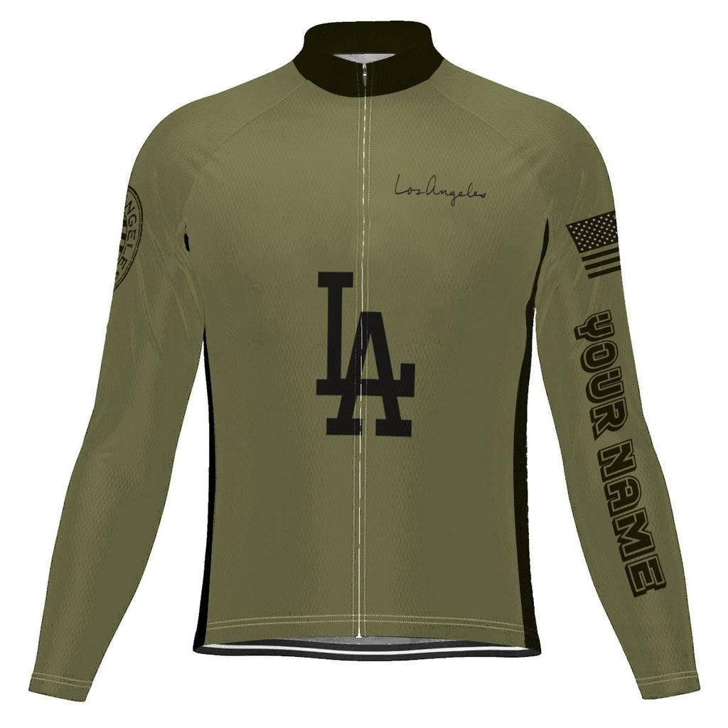 Customized Los Angeles Winter Thermal Fleece Long Sleeve Cycling Jersey for Men