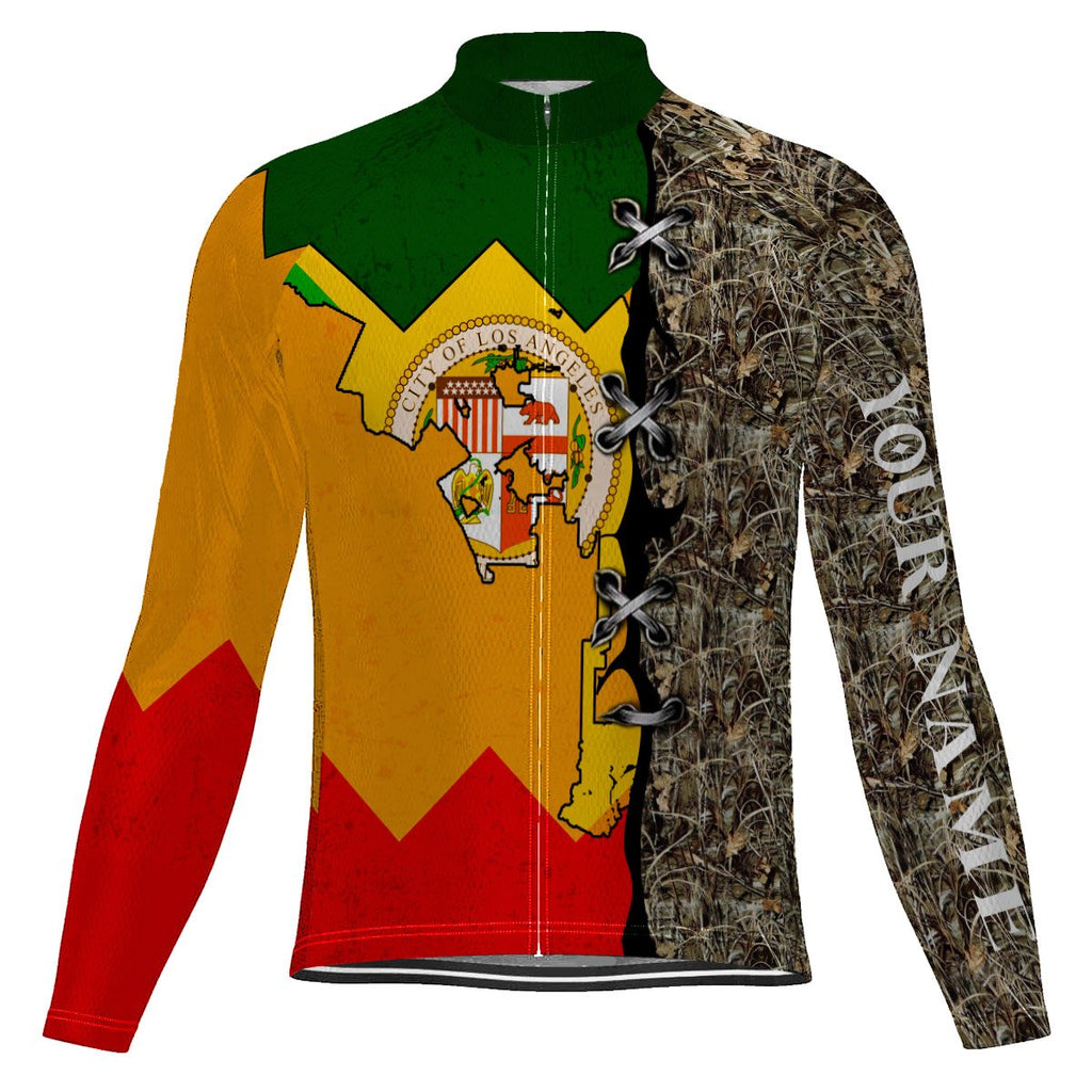Customized Los Angeles Winter Thermal Fleece Long Sleeve Cycling Jersey for Men
