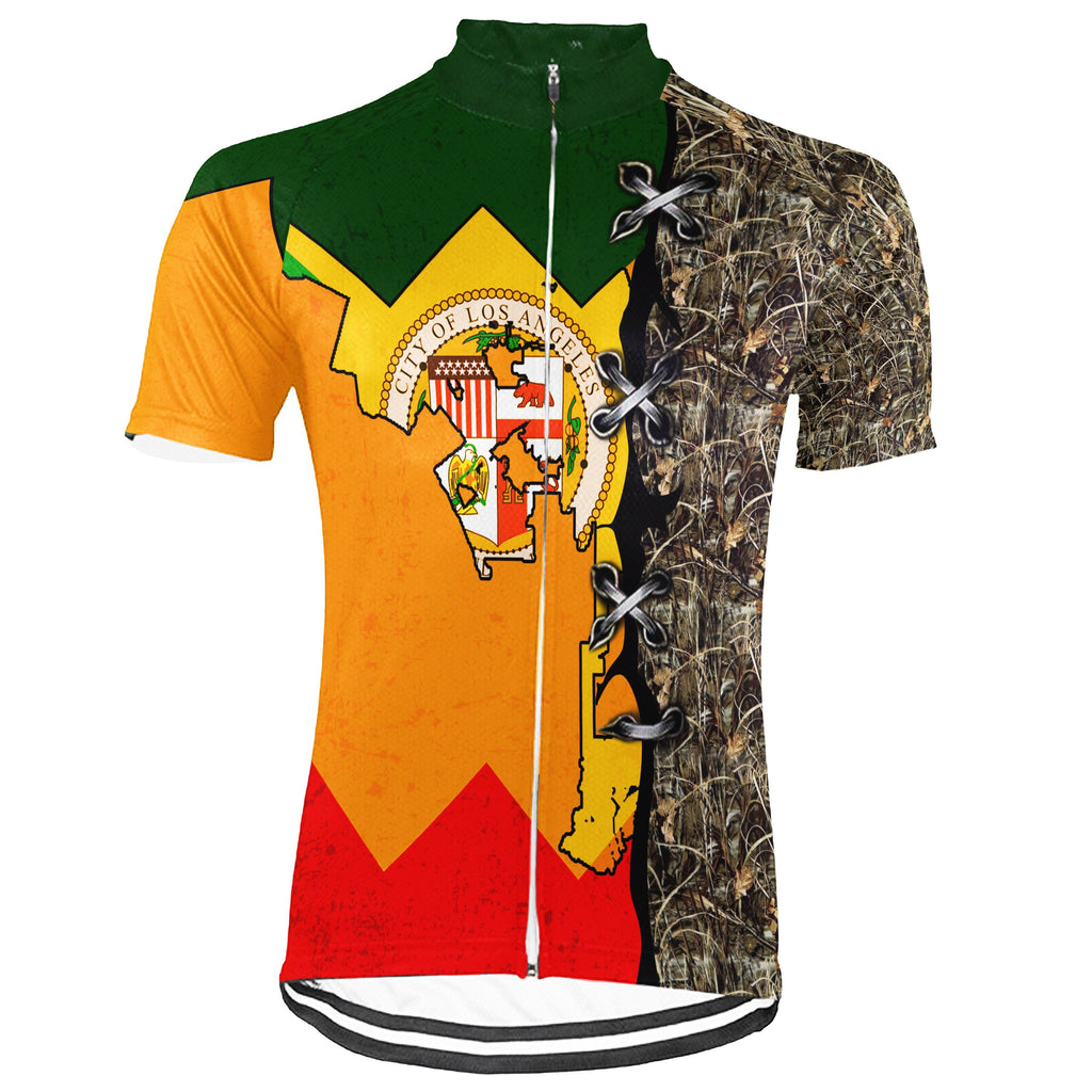 Customized Los Angeles Winter Thermal Fleece Short Sleeve Cycling Jersey for Men