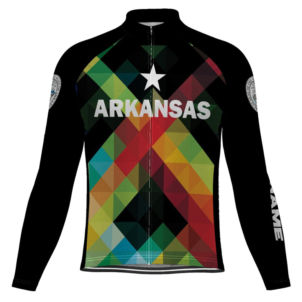 Customized Arkansas Winter Thermal Fleece Long Sleeve Cycling Jersey for Men