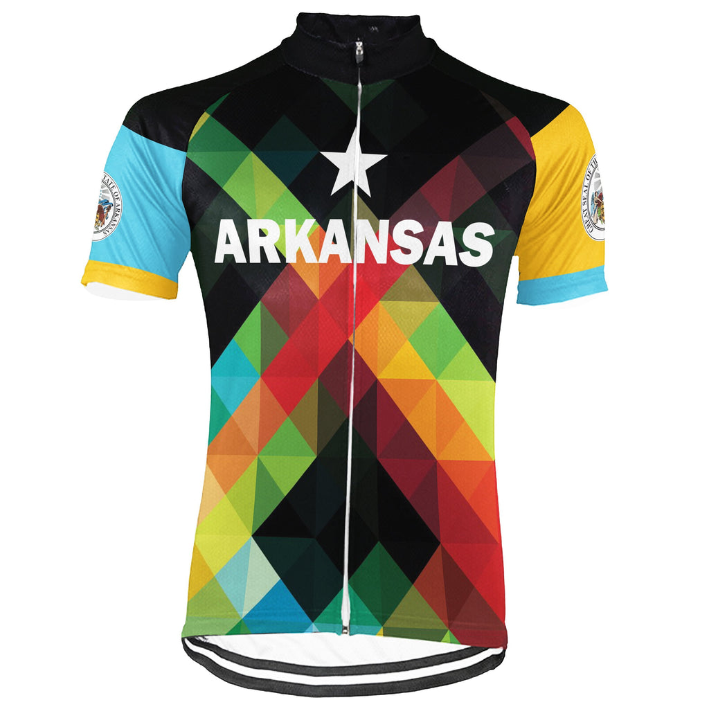 Customized Arkansas Winter Thermal Fleece Short Sleeve Cycling Jersey for Men