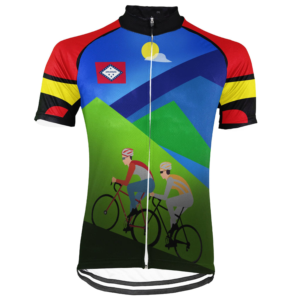 Customized Arkansas Winter Thermal Fleece Short Sleeve Cycling Jersey for Men