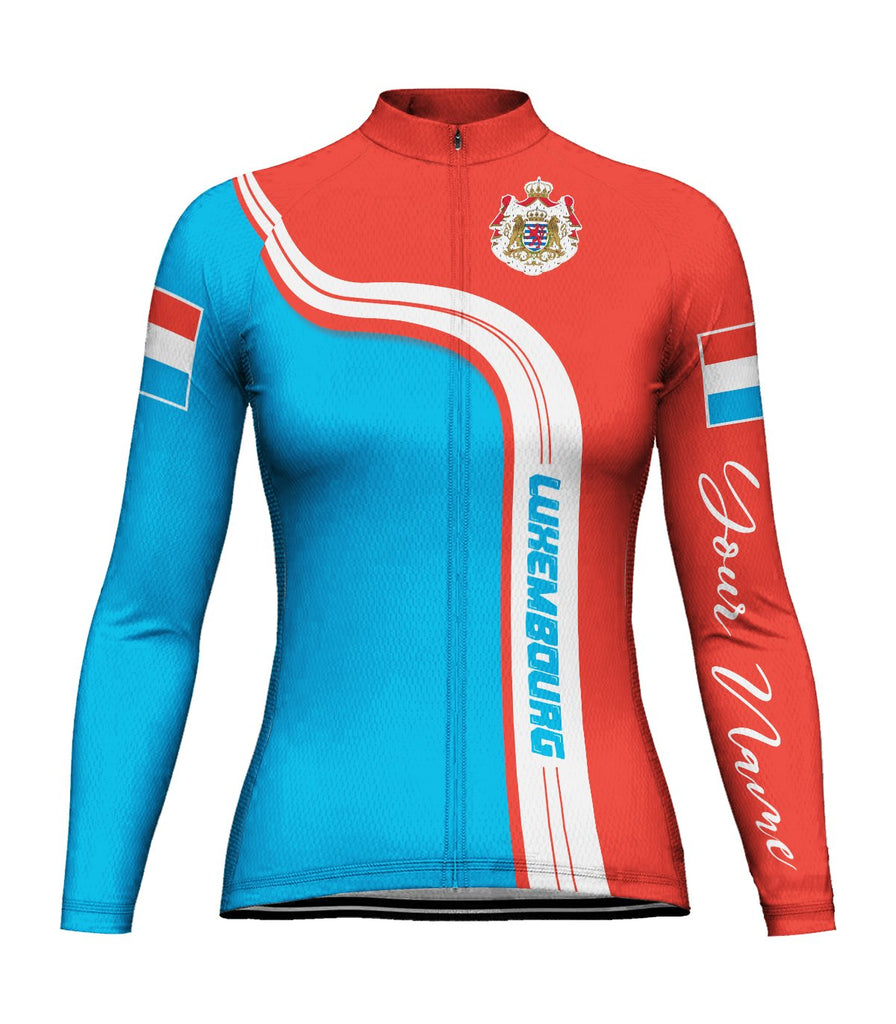 Customized Luxembourg Long Sleeve Cycling Jersey for Women