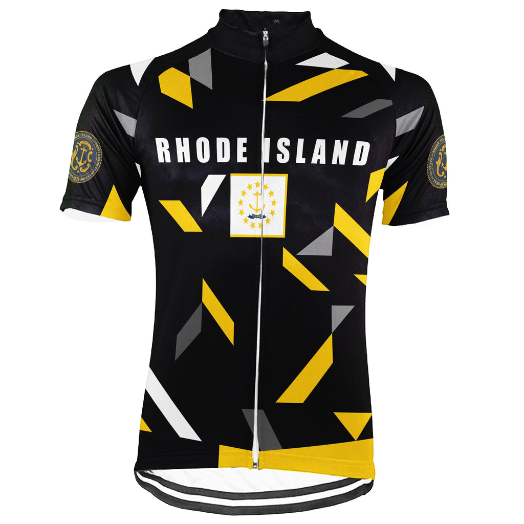 Customized Rhode Island Winter Thermal Fleece Short Sleeve Cycling Jersey for Men