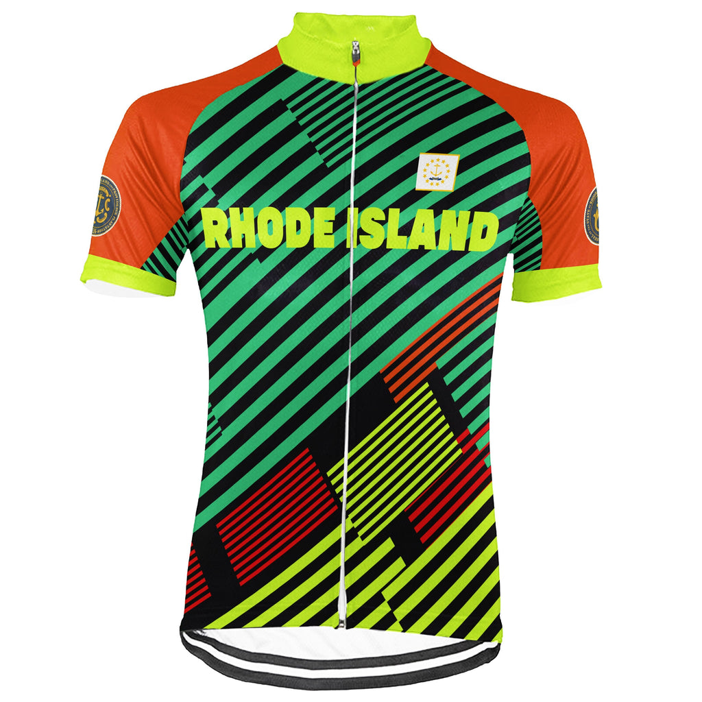 Customized Rhode Island Winter Thermal Fleece Short Sleeve Cycling Jersey for Men