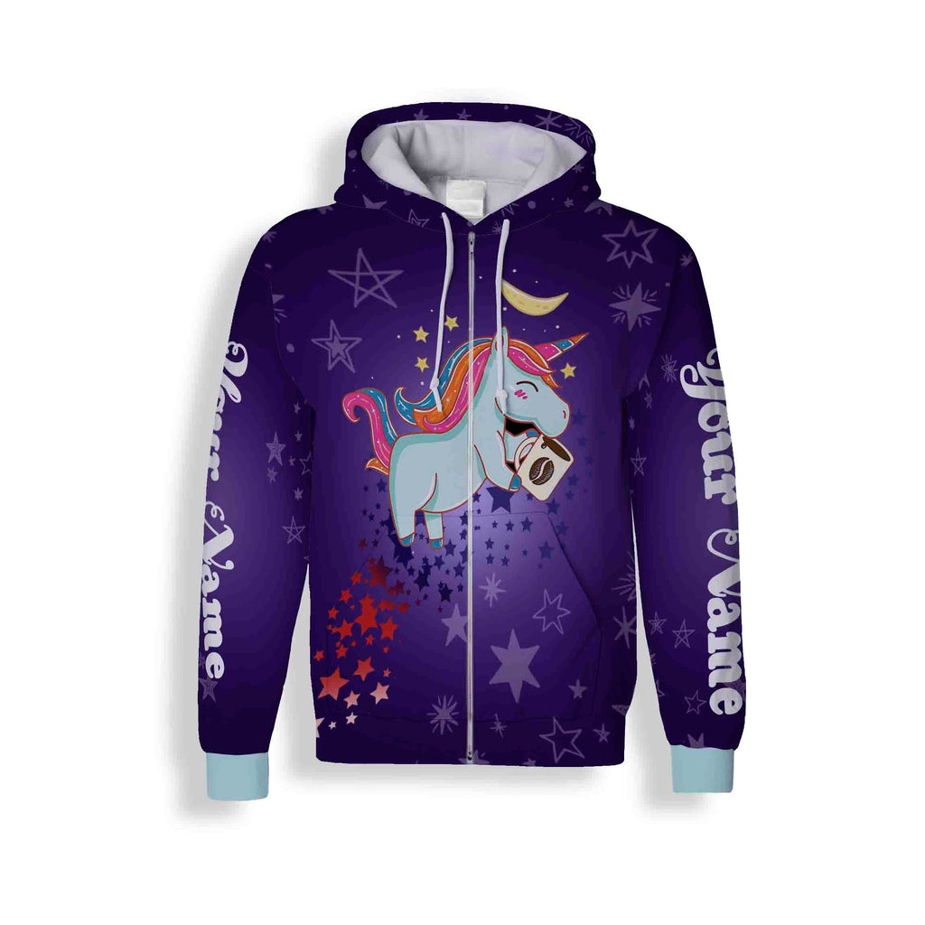 Purple Unicorn Biking Short Sleeve, Long Sleeve, Hoodie and Zip Up Hoodie- Men's Custom Name Cycling Jersey