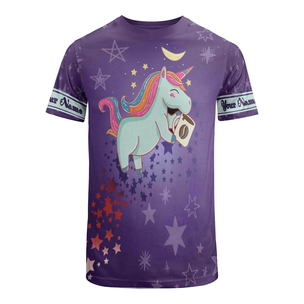Purple Unicorn Biking Short Sleeve, Long Sleeve, Hoodie and Zip Up Hoodie- Men's Custom Name Cycling Jersey