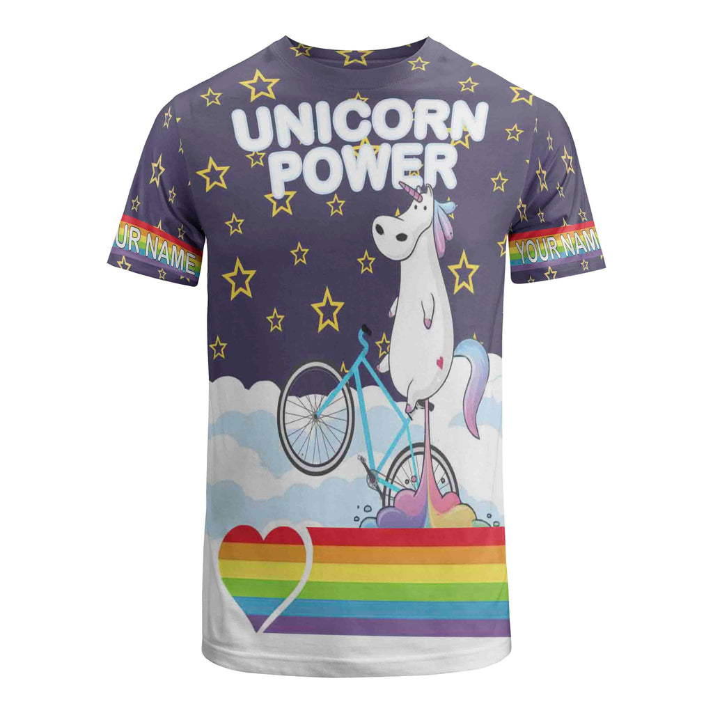 Unicorn Power Cycling Short Sleeve, Long Sleeve, Hoodie and Zip Up Hoodie- Men's Biking Jersey with Custom Name
