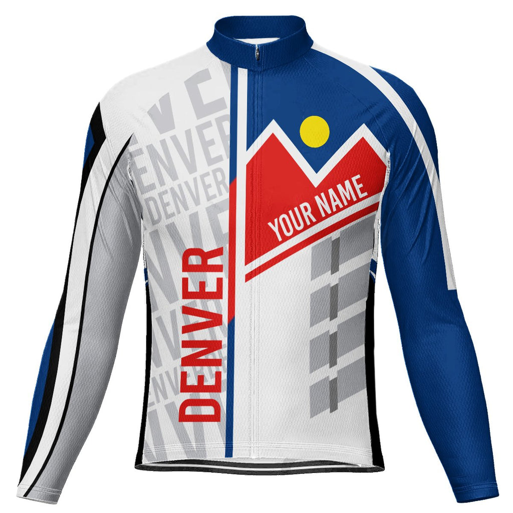 Customized Denver Winter Thermal Fleece Long Sleeve Cycling Jersey for Men