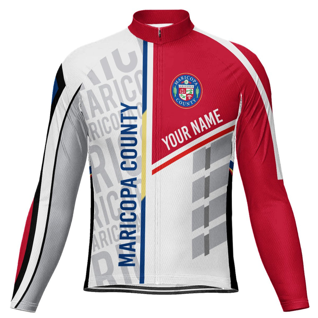 Customized Maricopa County Winter Thermal Fleece Long Sleeve Cycling Jersey for Men