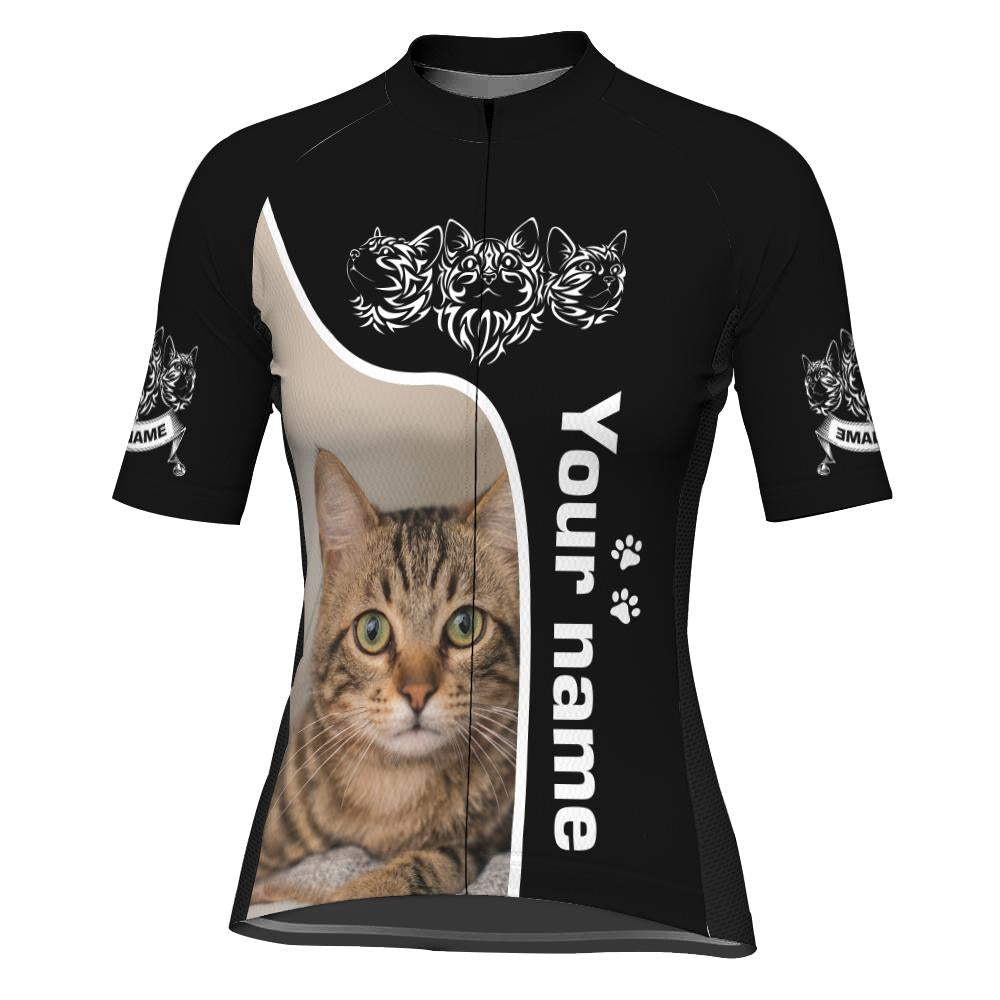 Customized Image Cat Short Sleeve Cycling Jersey for Women