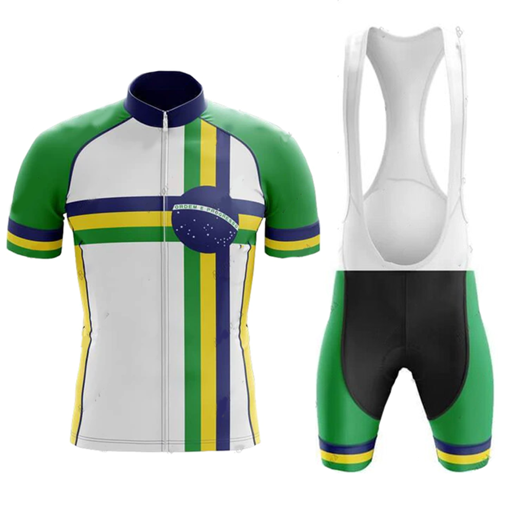 Personalized Brazil Cycling Set, Cycling Short Sleeve Cycling Shorts For Men